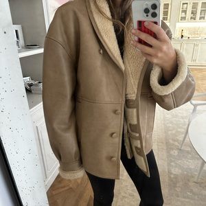 WE ARE leather and shearling jacket. Size S. NEW- NEVER WORN